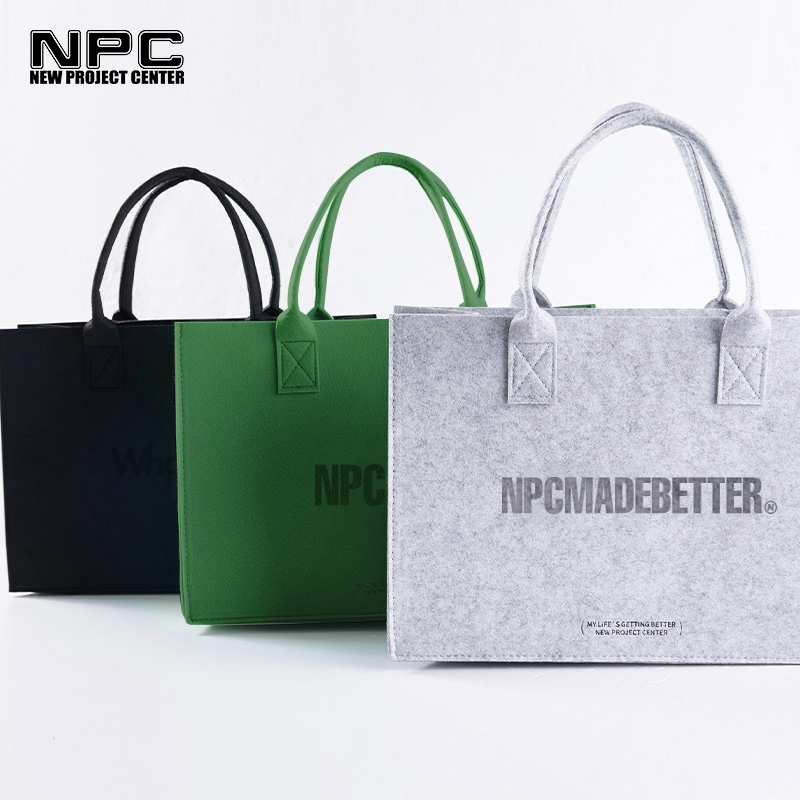 NPC潮牌字母logo压花多色时尚毛毡手提袋百搭女士通用 NP33BA17