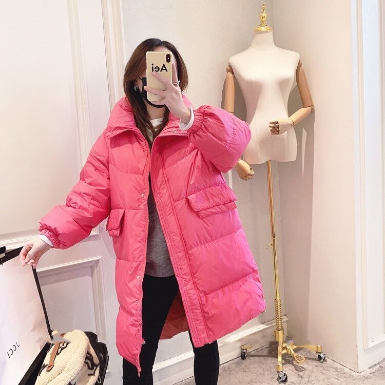 反季清仓羽绒服女冬中长款2023年新款韩版时尚立领宽松过膝加厚YC