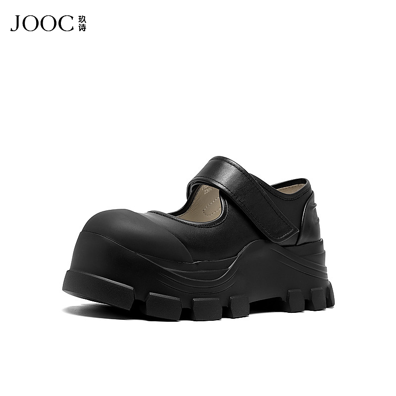 JOOC玖诗厚底玛丽珍鞋女2025新款法式一字带真皮百搭休闲板鞋7283