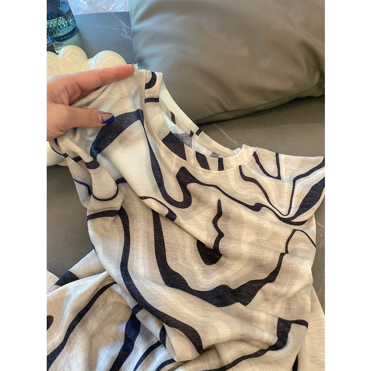 超浮力！【法式水墨纹】早春圆领套头长袖秋冬女士提花针织衫9410