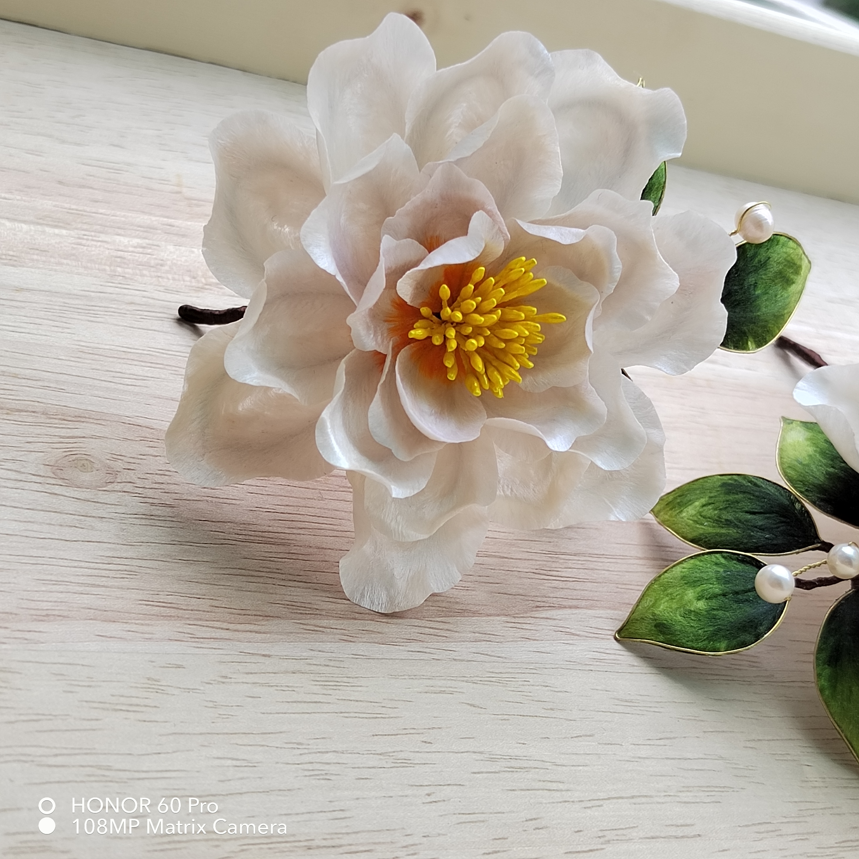 非遗绒花头饰白牡丹清新通用仙气