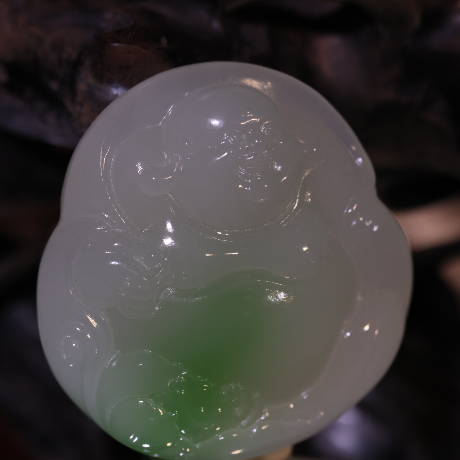 【新疆马爷珠宝】翠青笑脸佛公-49.3*46.8*12.6/47.5g