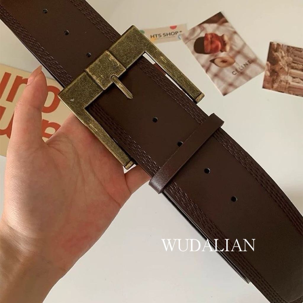 WUDALIA复古棕色大宽版腰带