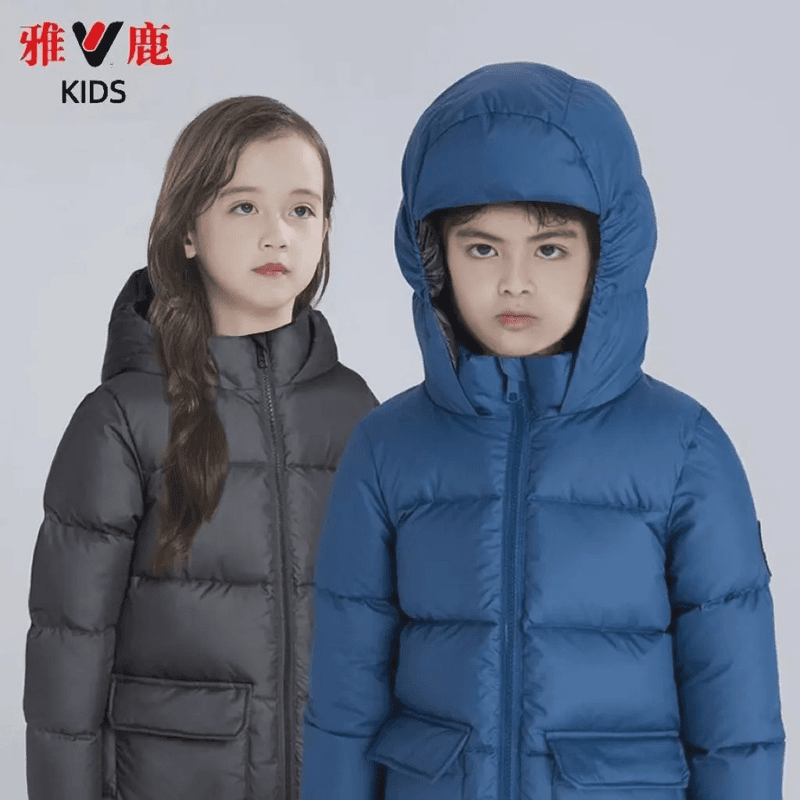 雅鹿KIDS儿童轻薄加厚儿童羽绒服中长款连帽保暖冬防风防风1014