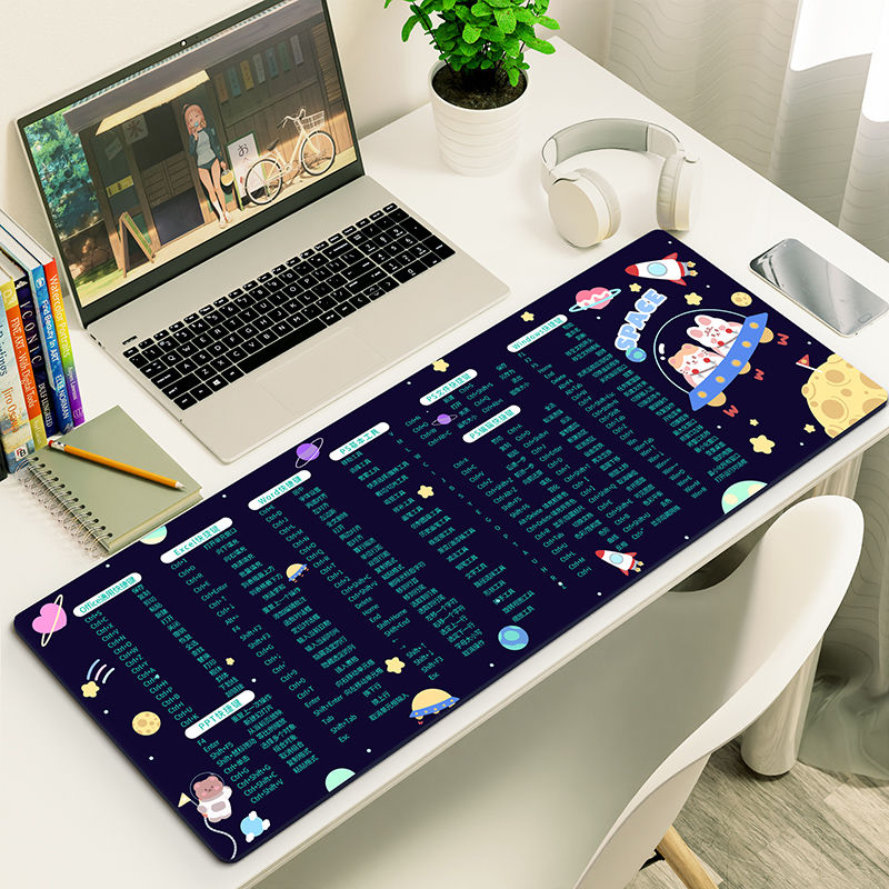 电脑鼠标垫超大号加厚快捷键办公护腕锁边键盘垫男女生学生桌垫子