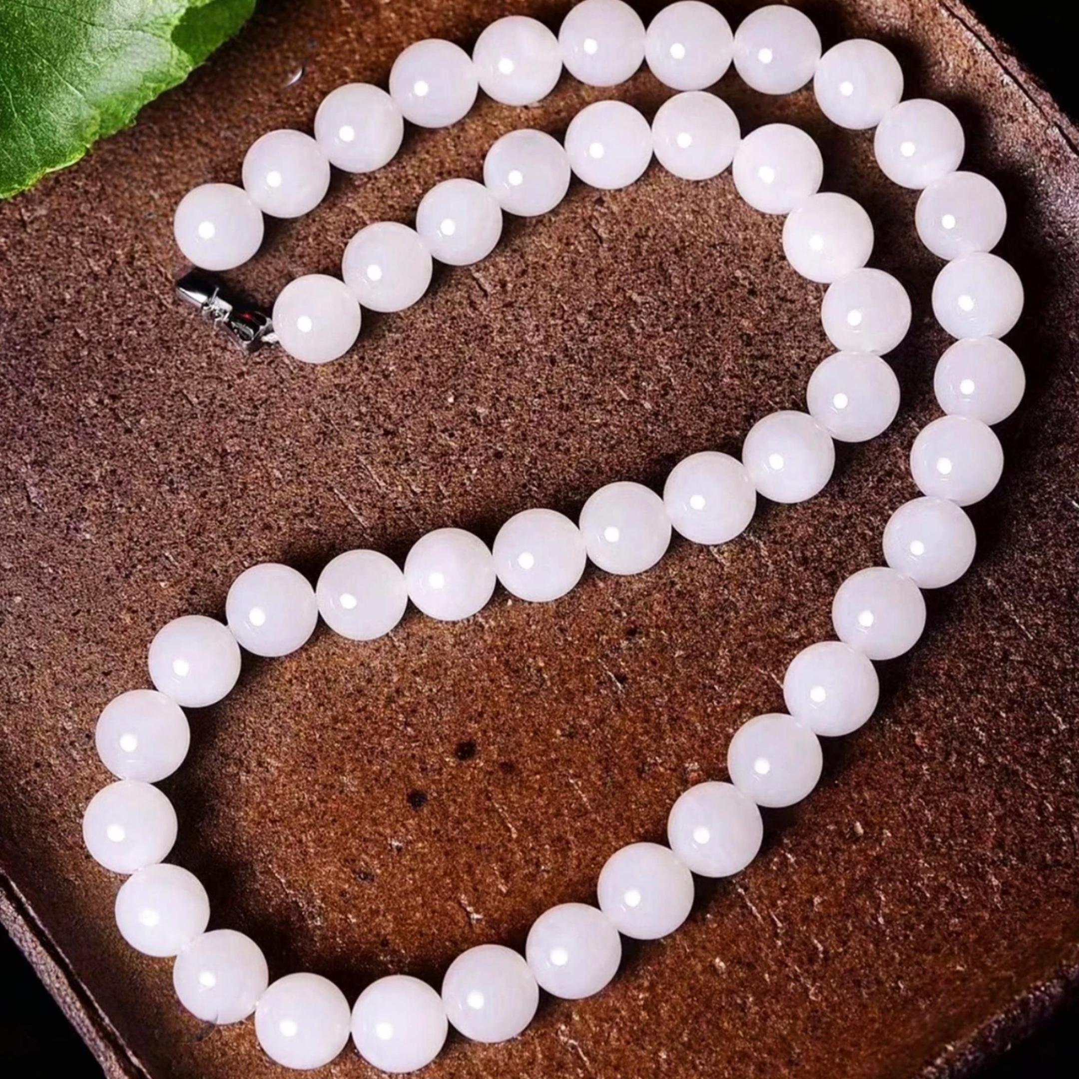 中匠福黄金•春晖 羊脂【和田玉项链】白色女王单圈长链女款百搭妈妈