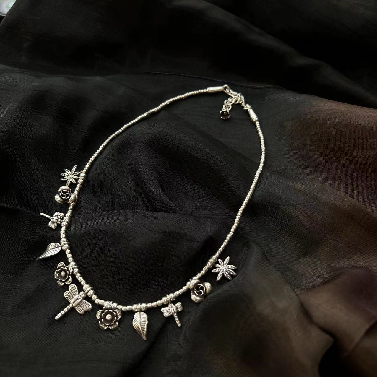 925银银制品 百搭复古做旧气质时尚纯手工定制轻奢小众小蜻蜓项链