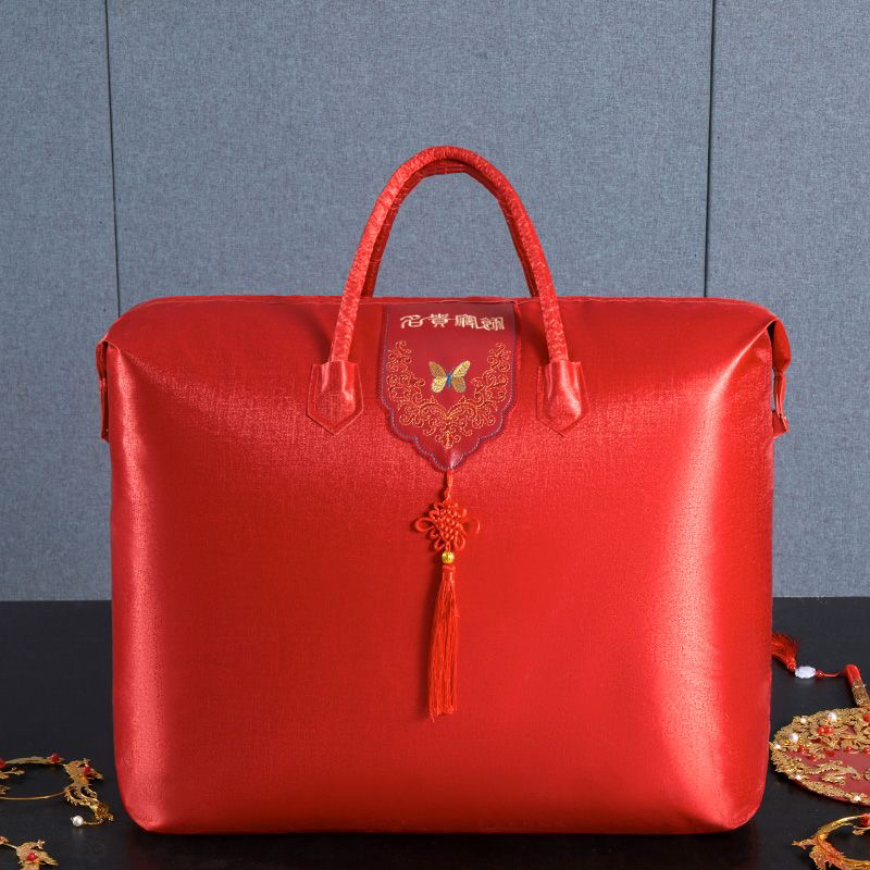 刺绣牛津布被子收纳袋婚庆袋装防潮大红色喜袋