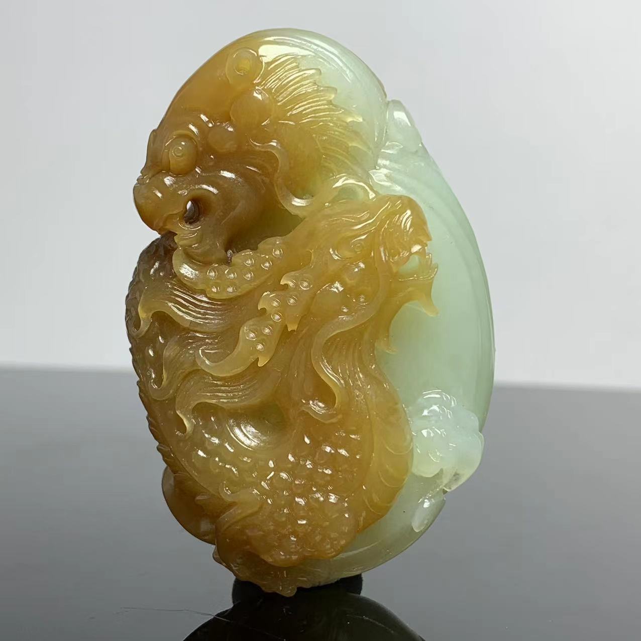 【豫人豫品】C4918和田玉吊坠糖青双龙