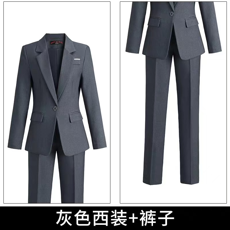 灰色西装套装长袖女秋季高端酒店经理珠宝店气质工作服正装职业装