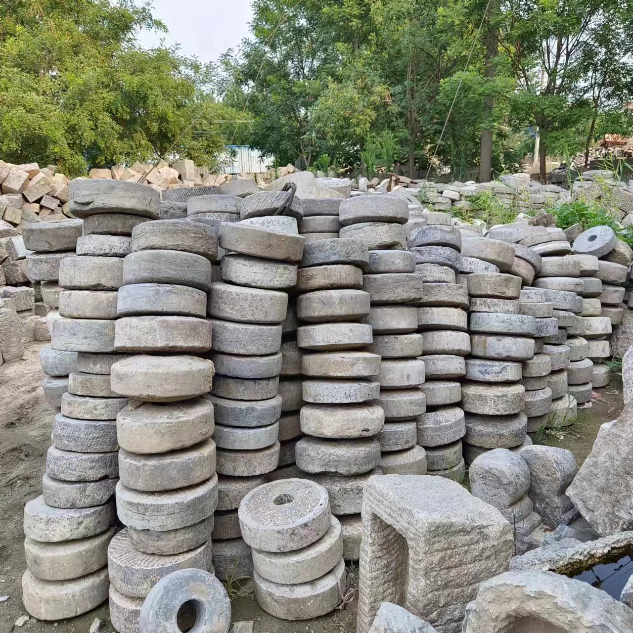 民俗摆件 农村老石钱，对门子，别墅庭院景区广场装饰