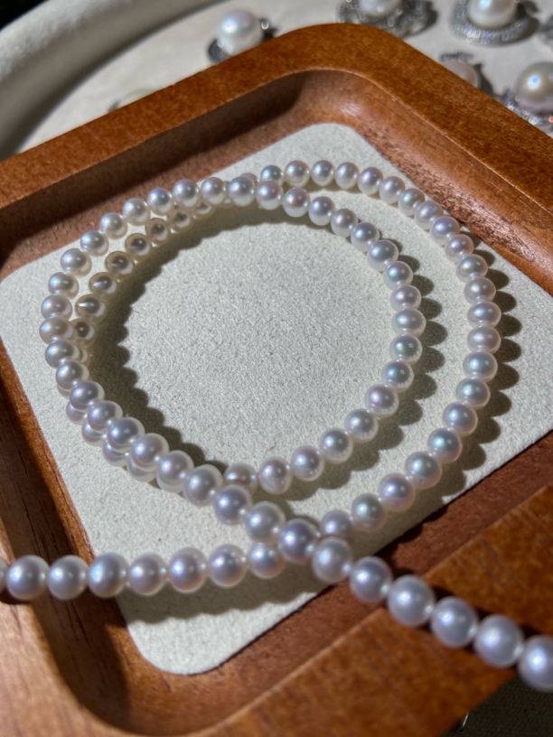 4mm近正圆无暇淡水珍珠小米珠项链，皮光好，多样性发其一