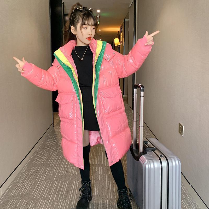 鸭鸭女童羽绒衣2022新款韩版中大童羽绒袄外套小女孩中长款免洗羽