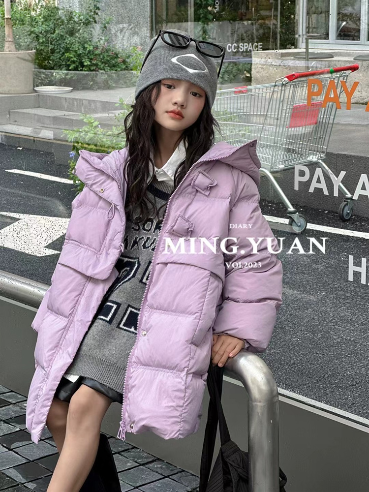 鸭鸭2023冬季新款儿童羽绒服男女童宝宝大童中长款加厚白鸭绒连帽