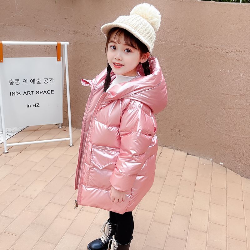 鸭鸭女童羽绒服中长款加厚2022新款洋气白鸭绒中小童韩版儿童外套