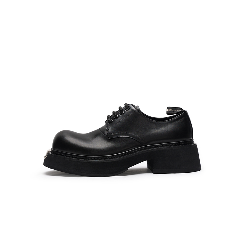 viplander厚底增高通勤百搭皮鞋156803米奇头圆头真皮德比鞋男夏