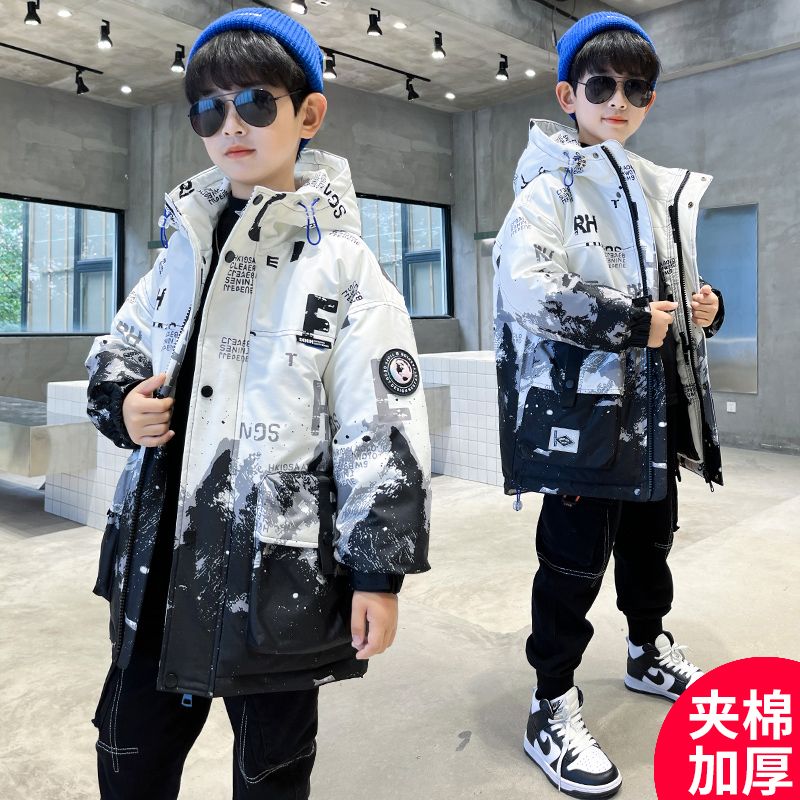 8男童冬装加厚棉服外套20233新款9冬季棉袄中大儿童13羽绒