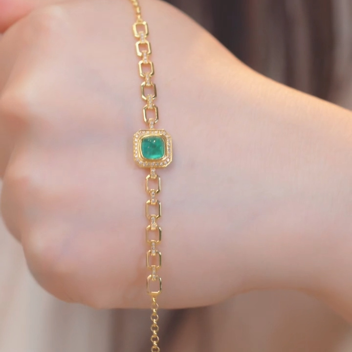 祖母绿手链18K金镶嵌（1.1ct）@@U5466