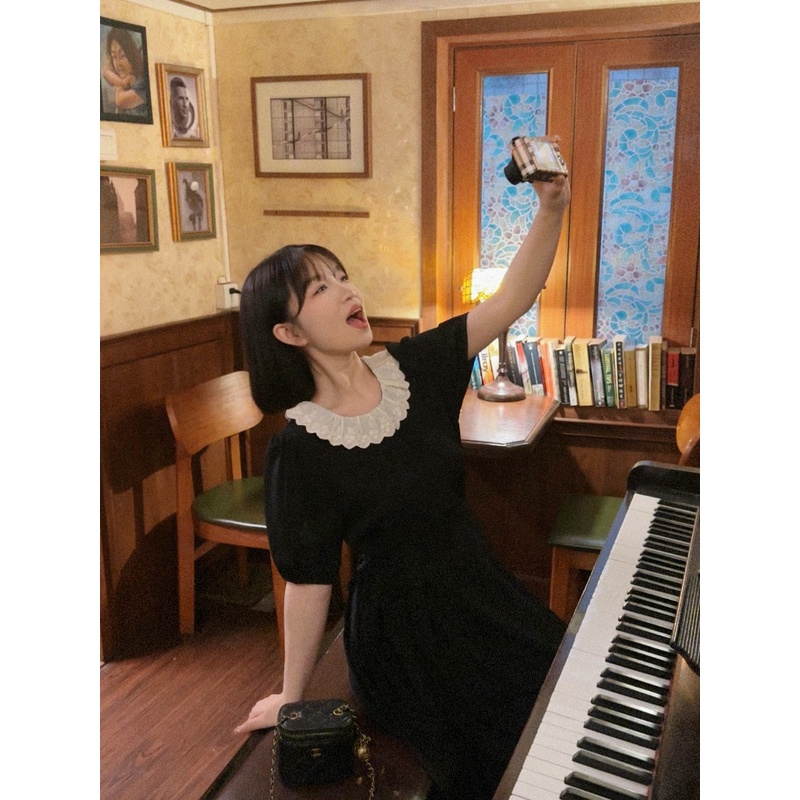 瞌睡兔定制【清苍-少女心事】连衣裙女夏小黑裙KSYLXX242246