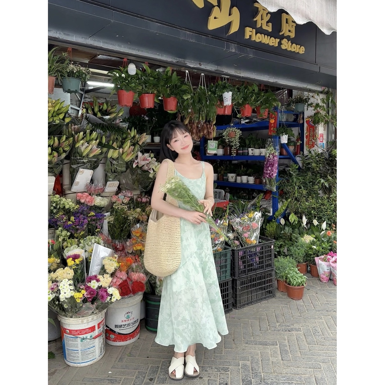 瞌睡兔定制【清苍-仙境花园】小鱼尾碎花连衣裙夏收腰显瘦242402