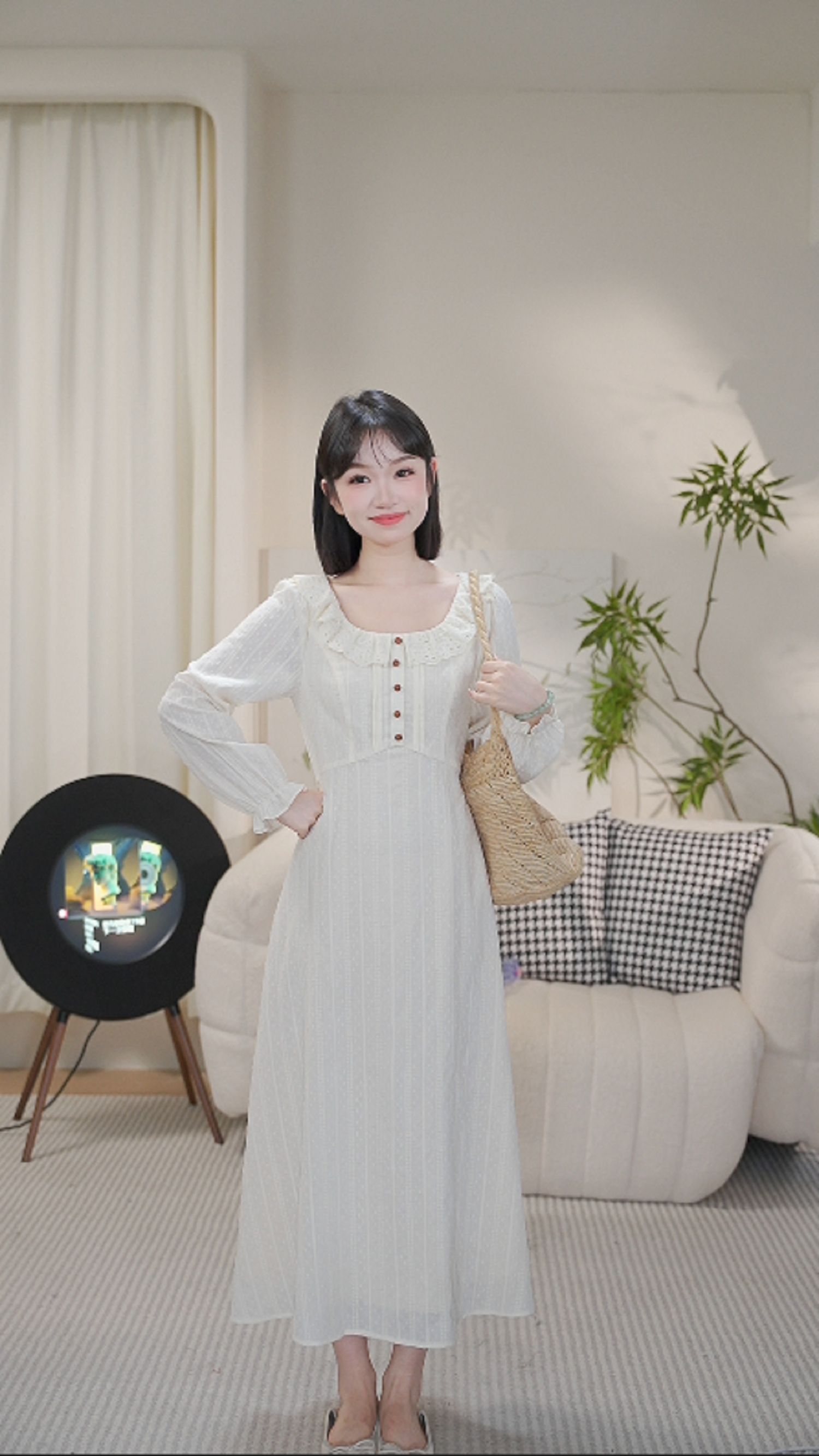 S瞌睡兔定制【清苍-晴空祥云】 长袖时尚宽松连衣裙DYJYXX0224