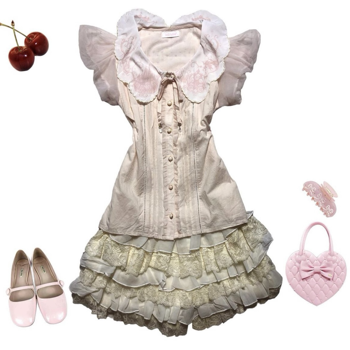 古着vintage孤品少女连衣裙吊带半身裙睡裙