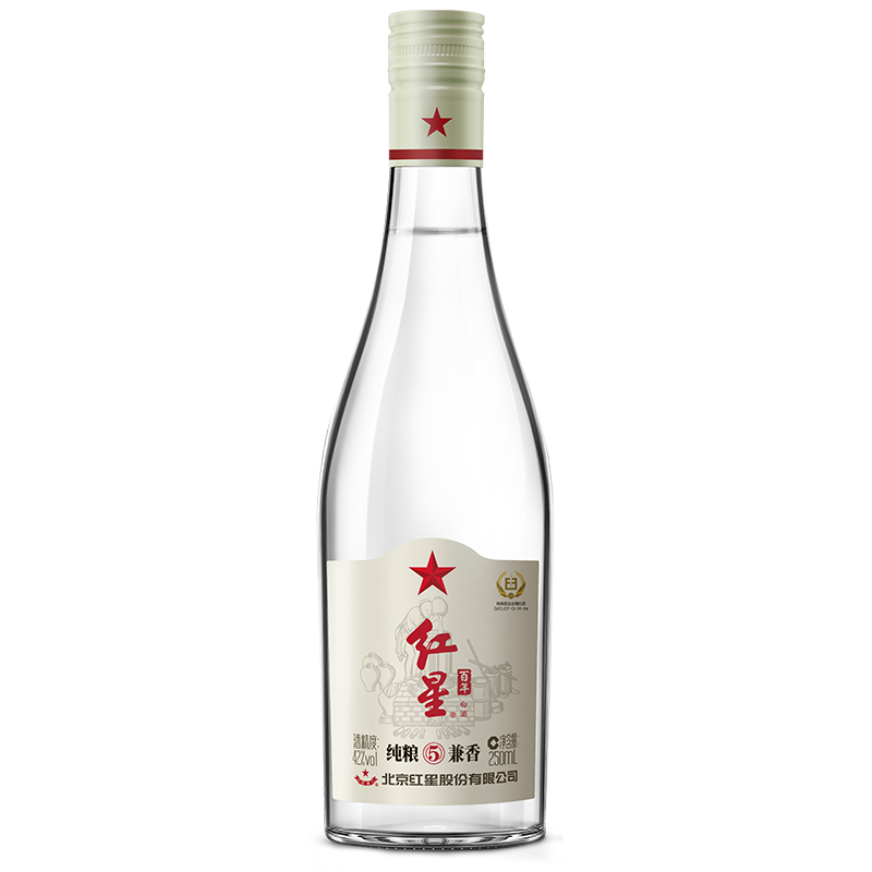 红星【酒厂官方】北京红星百年纯粮5兼香优级白酒42度250ml