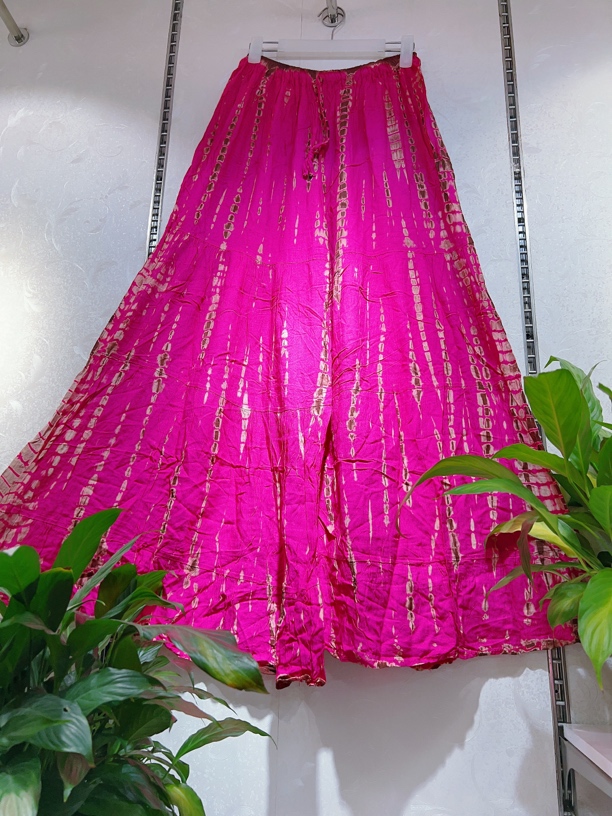 泰国手工扎染绵绸阔腿喇叭裤（直播间选款）