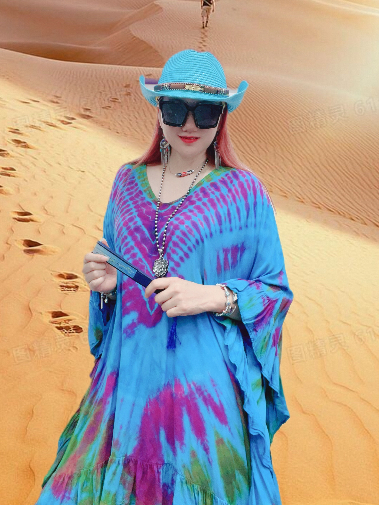 泰国手工扎染人棉宽松上衣裙（直播间选花色）