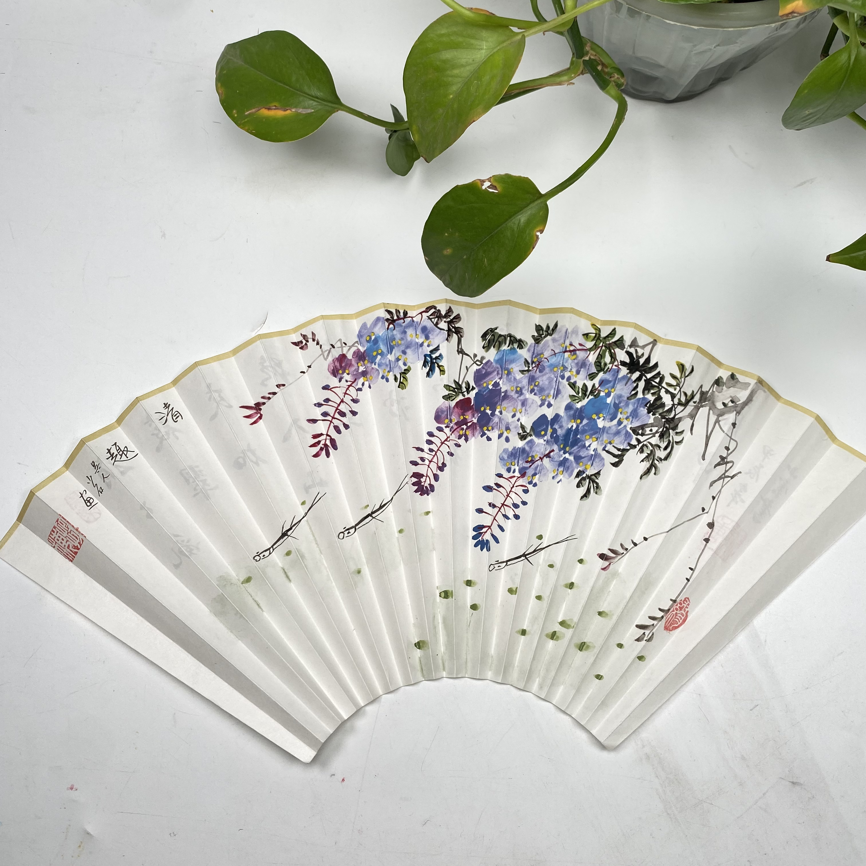 小云老师纯手绘扇面反面书法苏工超薄宣纸扇面9寸95寸16方2.0排口