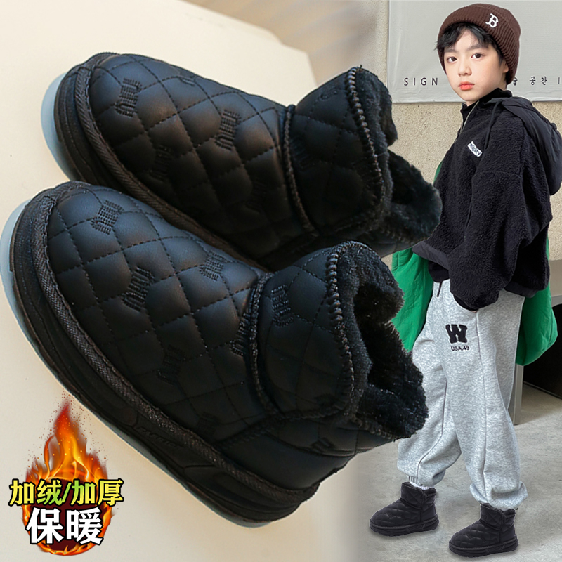 巴布豆儿童雪地靴男童东北大棉靴新款秋冬加绒男孩棉鞋防滑雪地棉