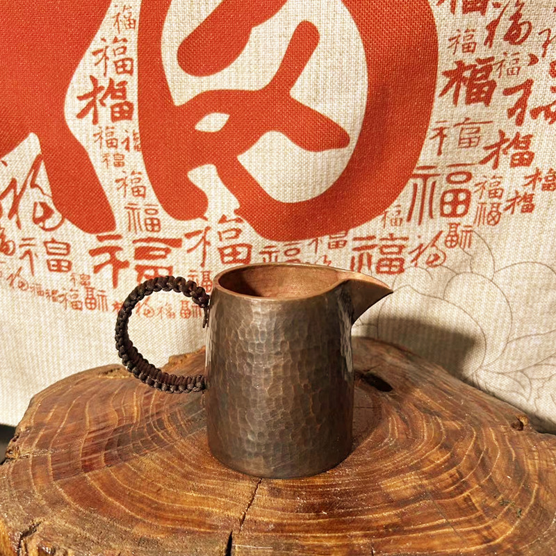 复古纯紫铜手工加厚小号公道杯分茶器户外家用小容量煮罐罐茶铜罐