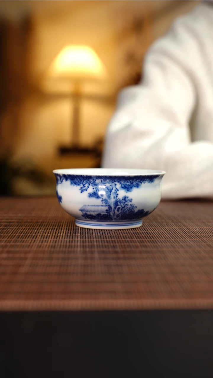 【闪购商品】杯待月观山青花山水炉式杯