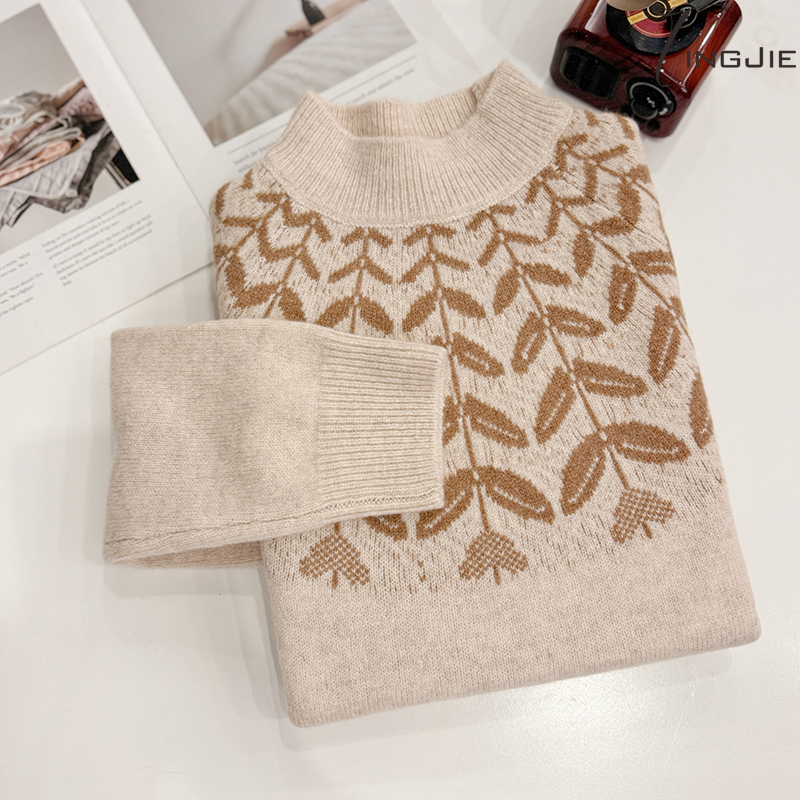 【树叶】【100%羊毛】【加厚】长袖上衣针织毛衣上衣女B1748