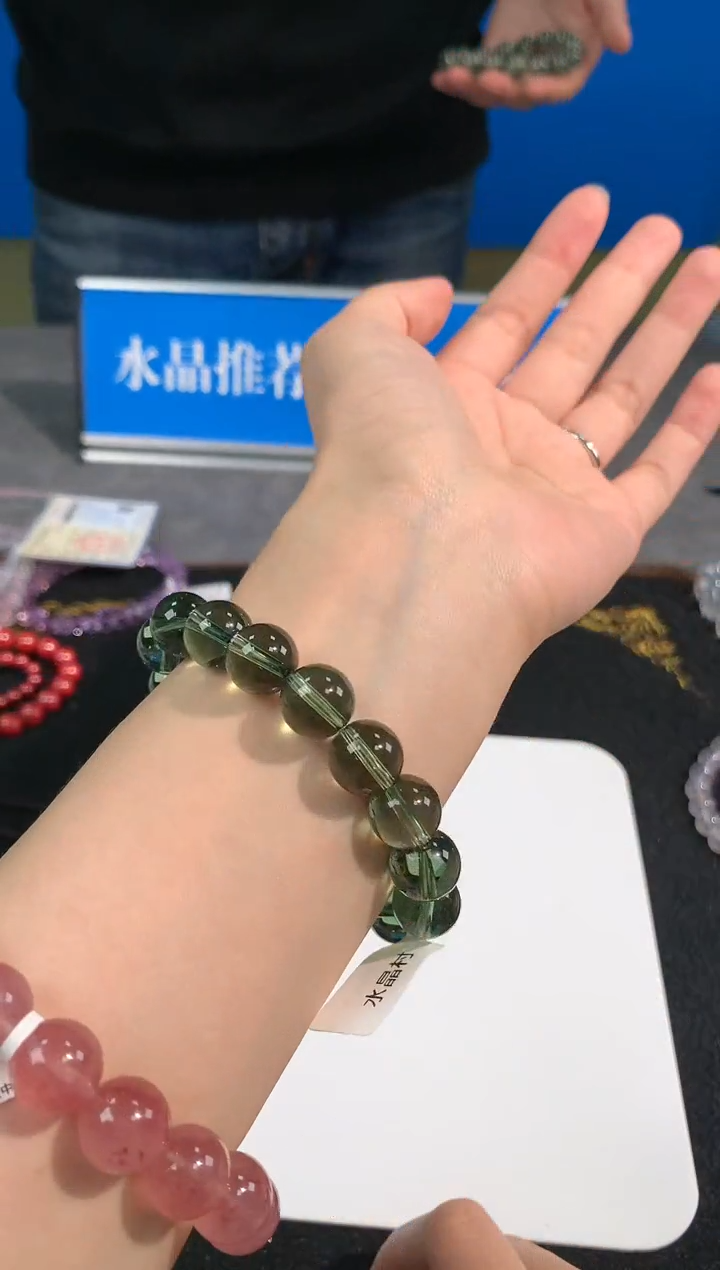【闪购商品】水晶手链未镶嵌76号深绿色萤石单圈12mm