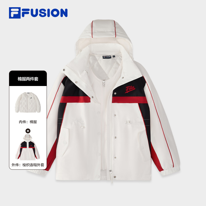 FILA斐乐【赵露思同款】2件套梭织连帽外套保暖棉服女款T11W512903F