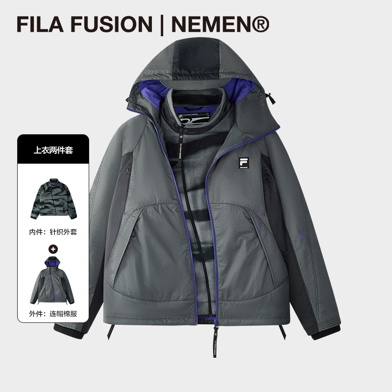 FILA FUSION | NEMEN冬季保暖连帽棉服内搭针织外套男T11M519905F