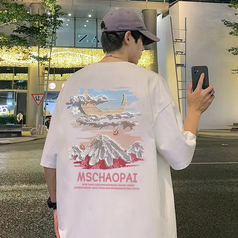 纯棉短袖t恤男女夏装宽松大码ins潮牌印花休闲半袖上衣服学生情侣