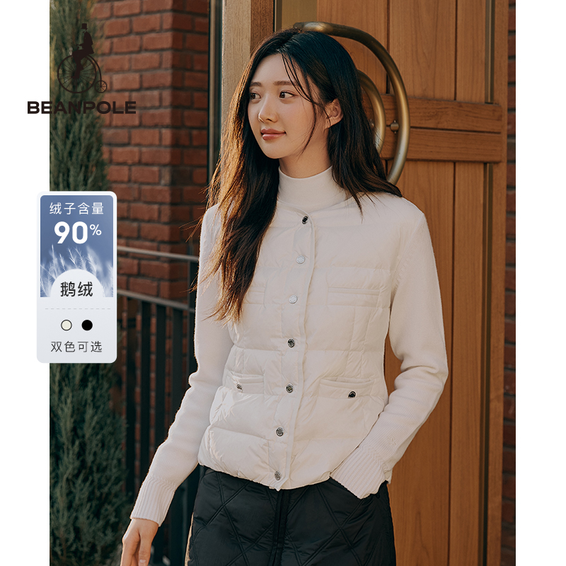 BEANPOLE【新品】90%鹅绒滨波 24秋冬女士拼接羽绒针织衫BF495AZ02