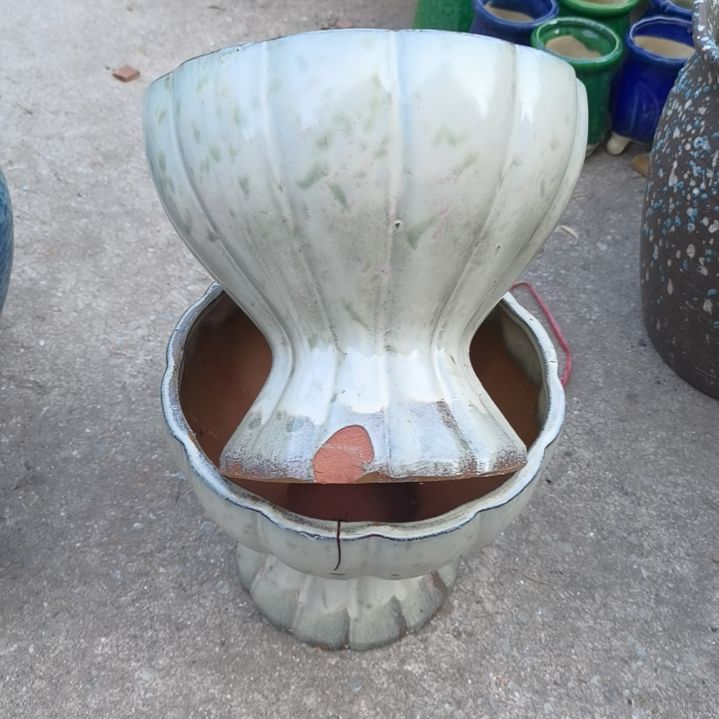 红陶20/17瑕疵两个盆