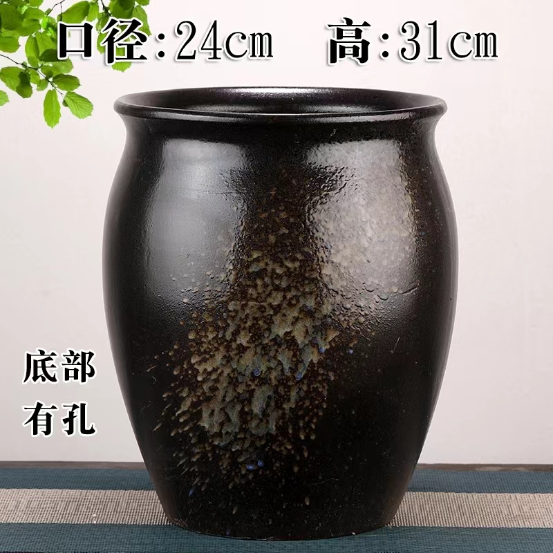 有孔大花盆大号家庭老桩法师绿萝绿植复古透气紫砂陶瓷大口径花盆