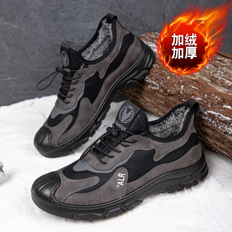 冬季爆款加绒加厚休闲时尚雪地靴软底软面男靴防滑耐穿男士棉靴