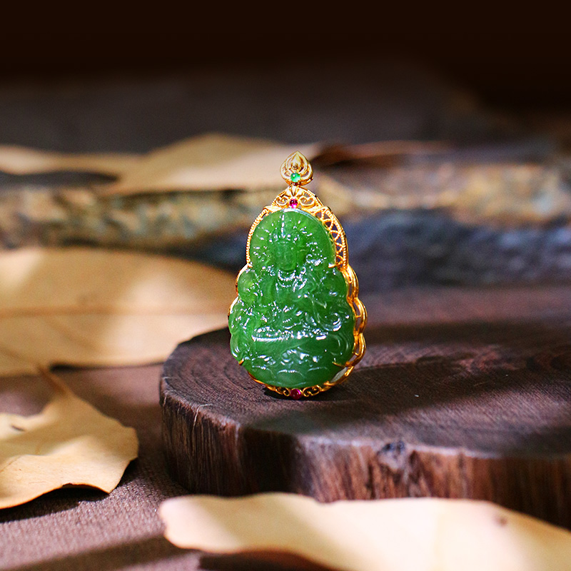 【缅玉世珍】和田玉吊坠度母【5708TM】