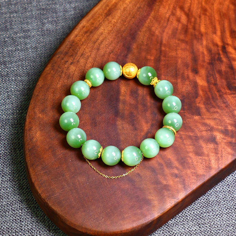 【缅玉世珍】和田玉手链18K镶嵌【8760D】