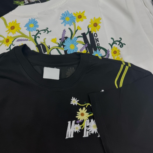 爬墙花小雏菊刺绣短袖T恤男士夏季潮牌美式嘻哈宽松休闲体恤