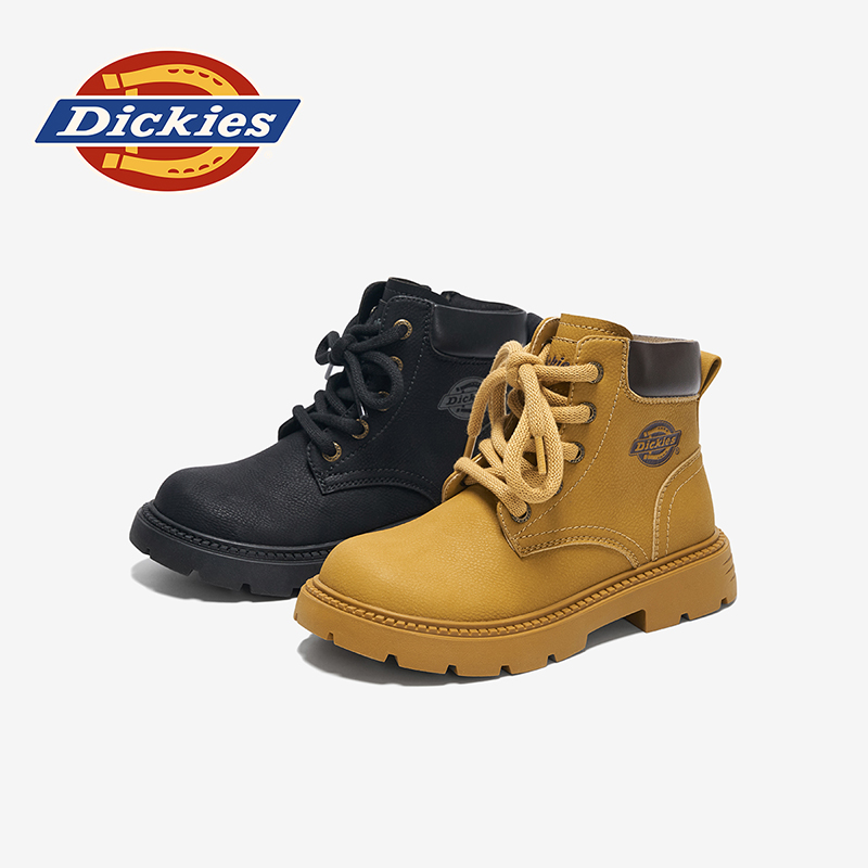 Dickies儿童2025秋冬新款流光风厚底增高防滑大黄靴中时尚马丁靴