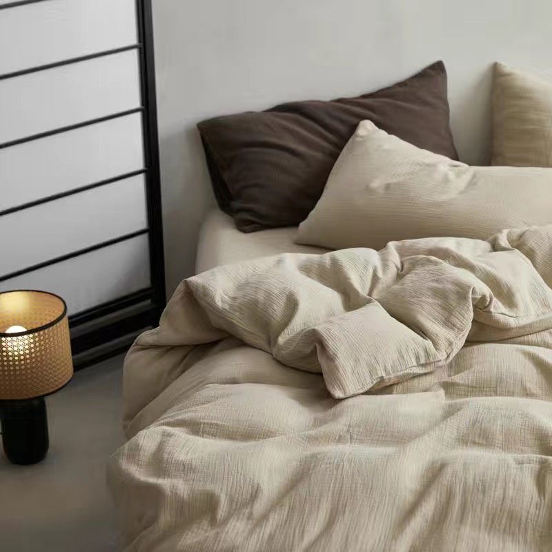 A类母婴级双层纱丨床上四件套全棉纯棉2023新款秋冬美拉德棕床品