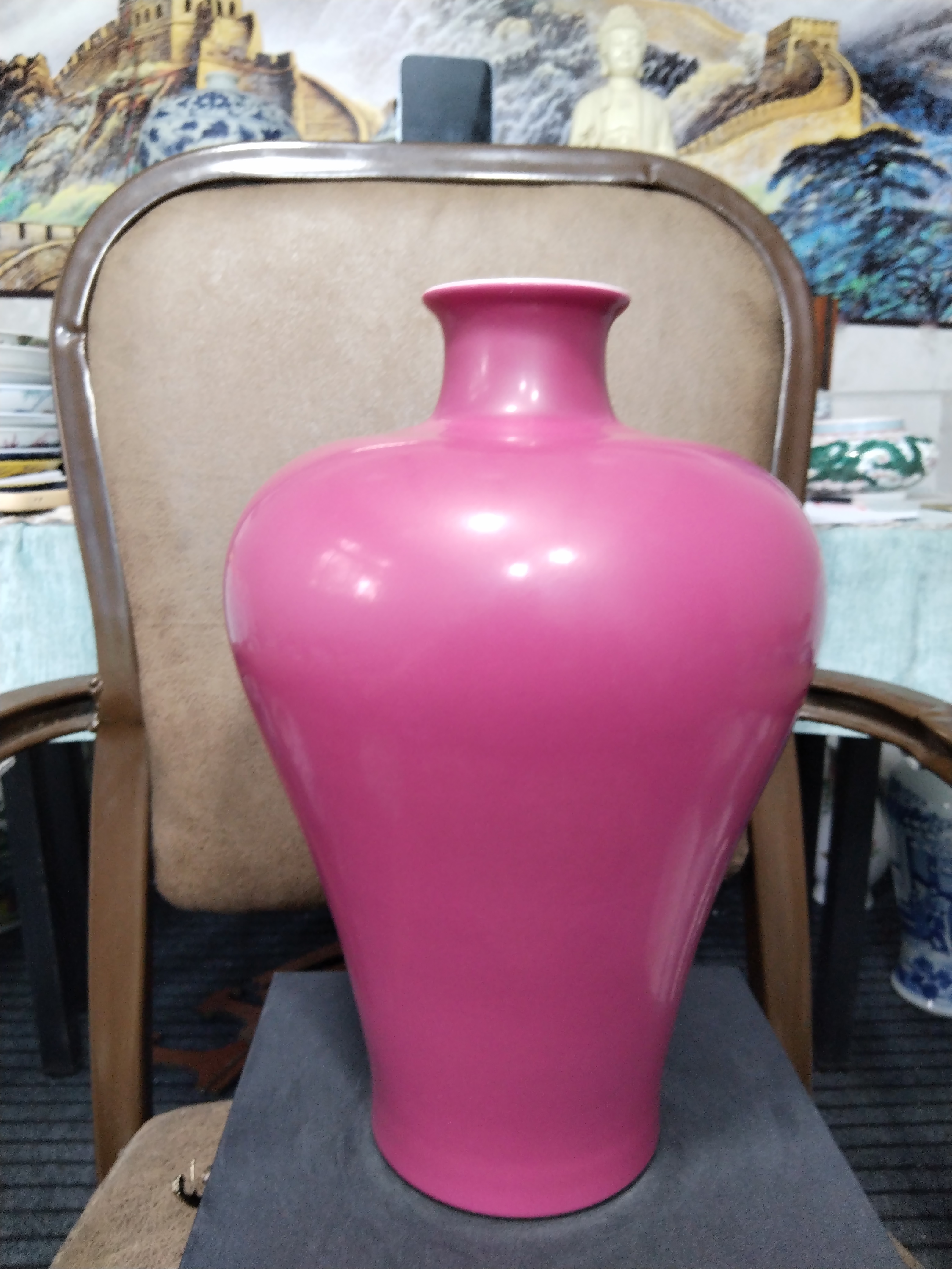 胭脂红单色釉大梅瓶