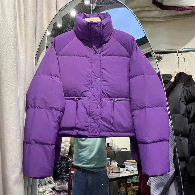 羽绒服2024新款保暖外套糖果色面包服女 短款韩版白鸭绒加厚