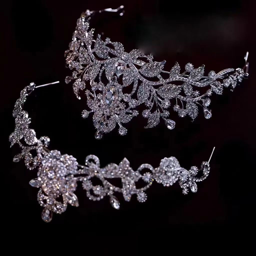 白纱双层可拆卸皇冠发饰7829